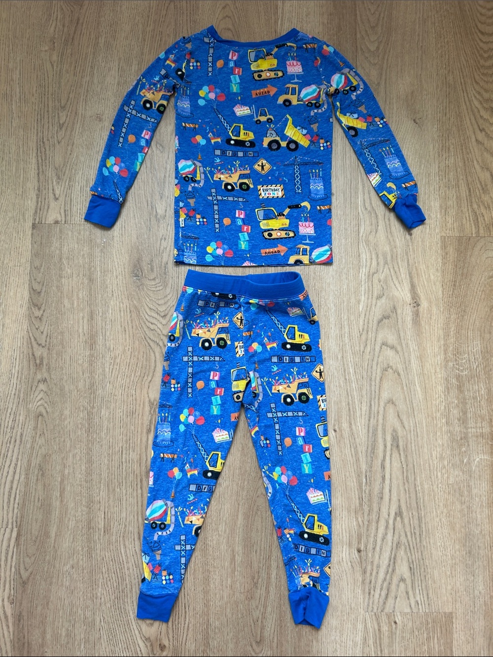 Little Sleepies Birthday Builders Blue Construction Trucks Pajama Set - Picture 2 of 3
